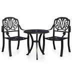 vidaXL Bistro Set 3 Piece, Table and Chair for Balcony, Bistro Table for Yard Park, Outdoor Furniture, Industrial Style, Cast Aluminum Black