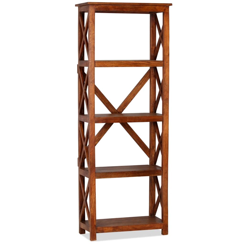 vidaXL Solid Acacia Wood Bookshelf, Honey Touch Finish, Classic Design, 4-Shelves, Easy Assembly, Unique Grains
