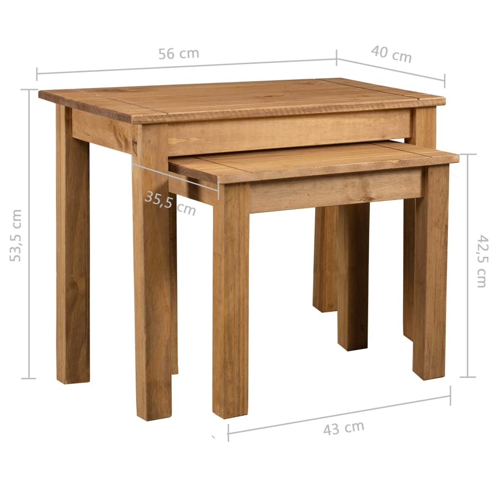vidaXL Solid Pine Wood Nesting Tables 2 pcs| Unique Space-Saving Design| Multifunctional Use| Fully Handmade with Polished Finish| Ideal for All Interiors