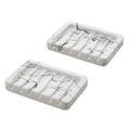 INIUNIK 2PCS Self Draining Soap Dish, Marble Look Soap Dishes for Bar Soap, Shower Soap Holder Sponge Holder Soap Tray Soap Save