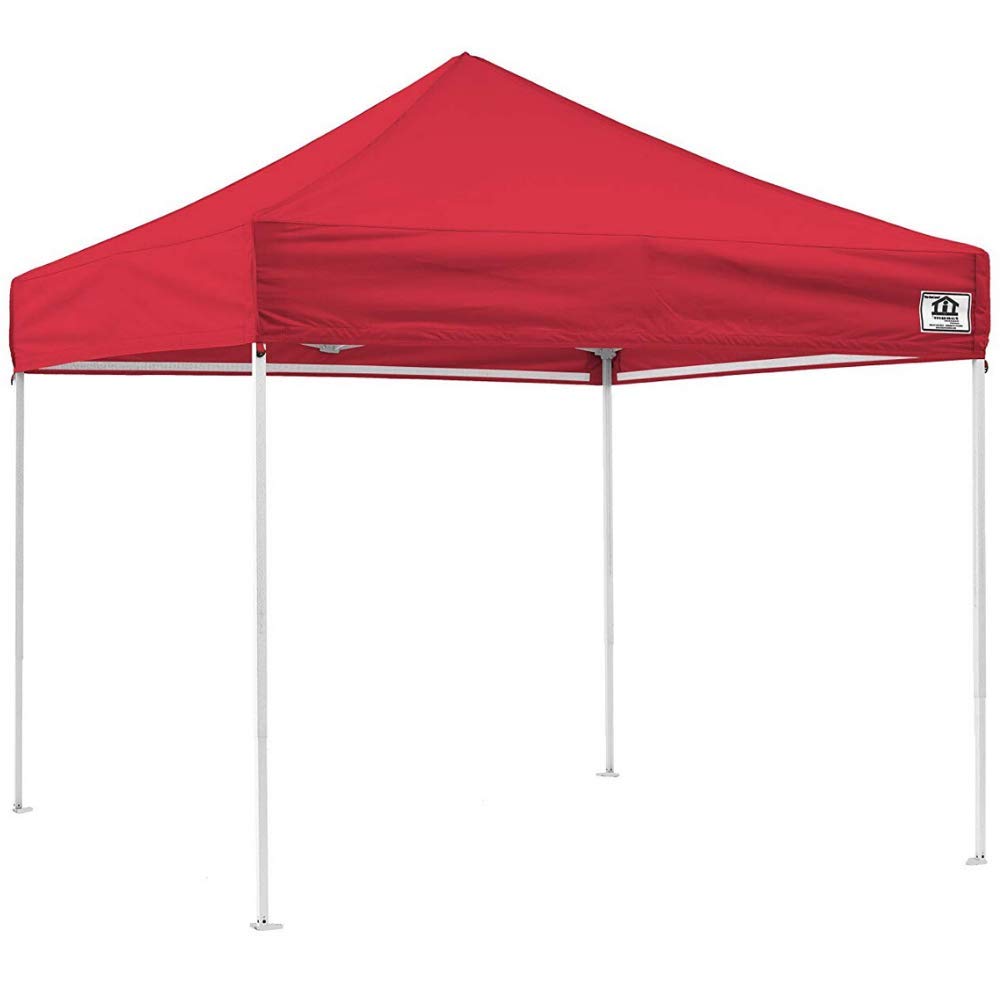 Impact 10' X 10' Pop Up Canopy Tent, Instant Shelter, Steel Frame, Uv Coated, Includes Roller Bag And Spike And Rope Kit, Red