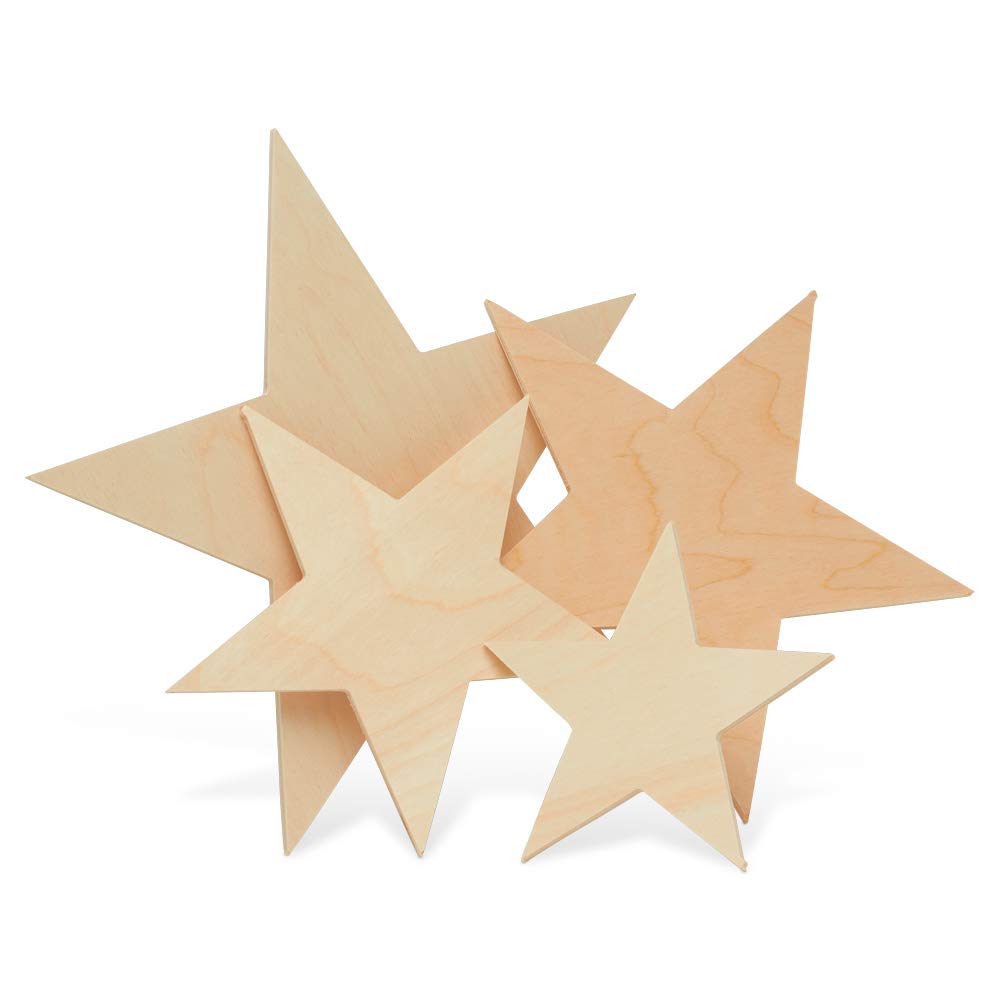 Large Wooden Stars, Star Cut Outs, Use as Star Wall D  cor and Patriotic D  cor, Unfinished Wood Crafts, 23 Inch, Pack of 1
