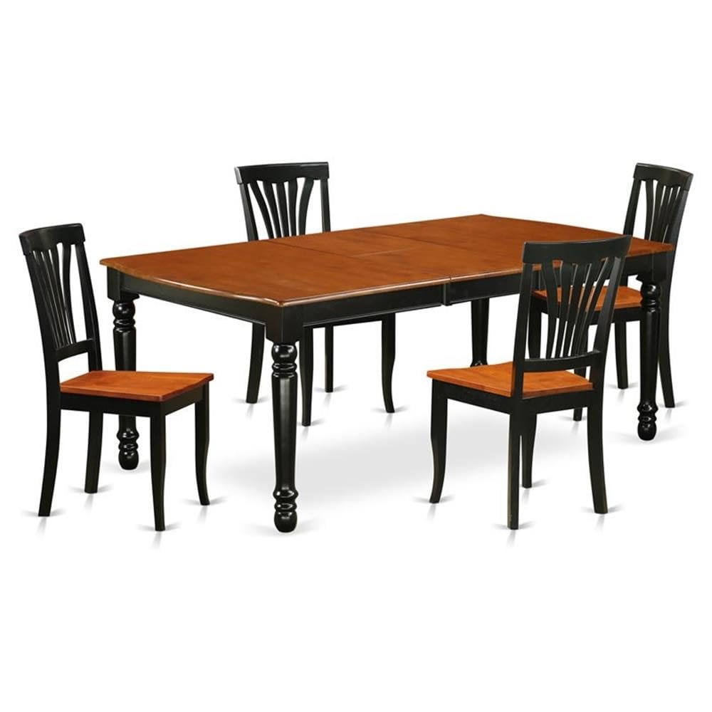 East West Furniture DOAV5-BCH-W 5 Piece Kitchen Table Set for 4 Includes a Rectangle Dining Room Table with Butterfly Leaf and 4 Dining Chairs, 42x78 Inch, Black & Cherry