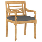vidaXL Outdoor Patio Solid Teak Wood Batavia Chairs with Cushions - Retro Style Garden Furniture - Set of 8