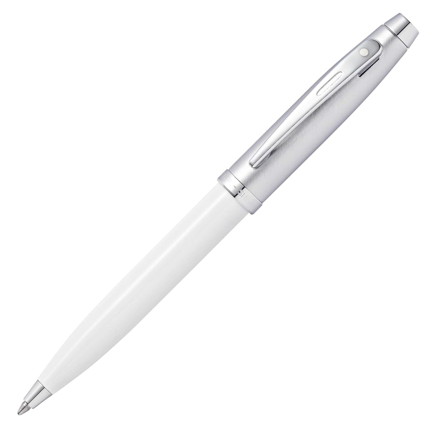 Sheaffer 100 White Lacquer Ballpoint Pen With Chrome Trim