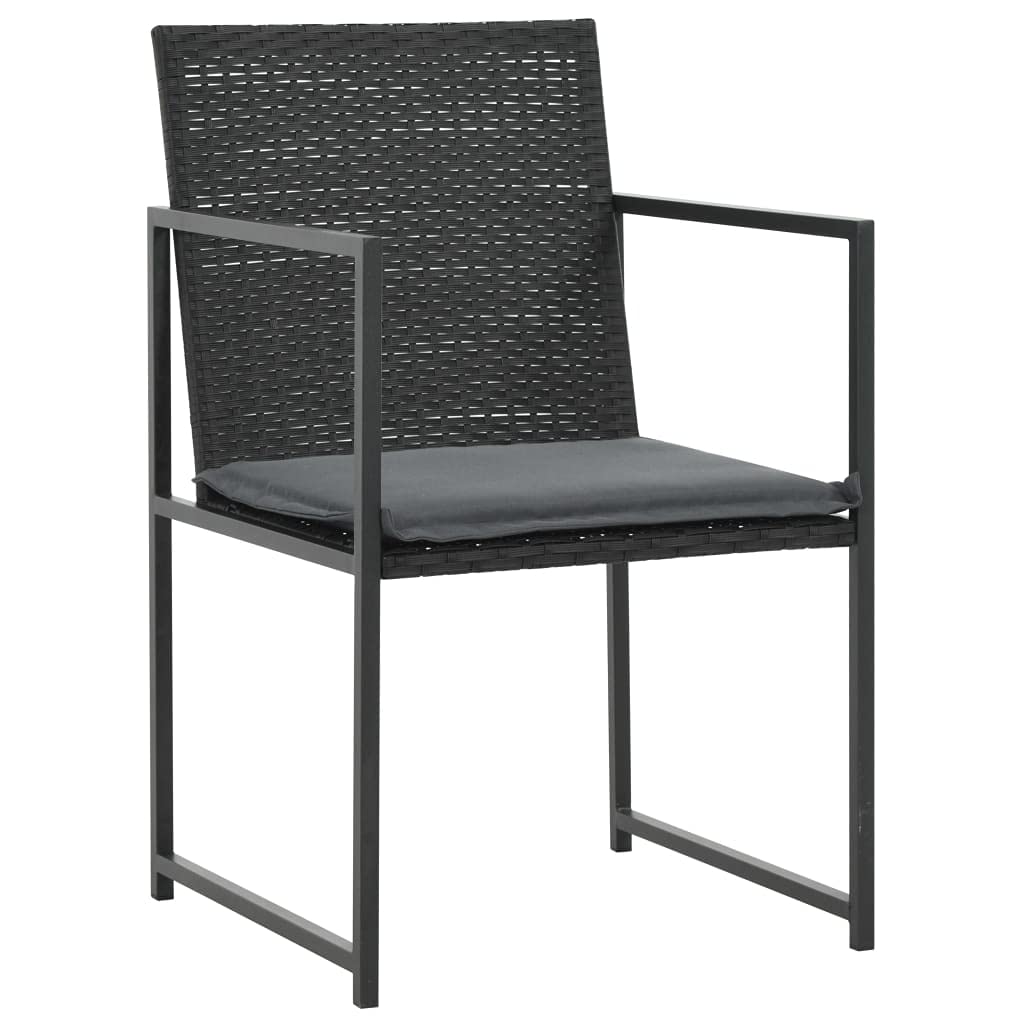 vidaXL Black Poly Rattan 9 Piece Patio Dining Set - Water-Resistant Outdoor Furniture with Powder-Coated Steel Frame, Table, Chairs and Seat Cushions