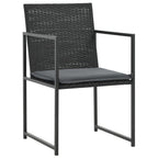 vidaXL Black Poly Rattan 9 Piece Patio Dining Set - Water-Resistant Outdoor Furniture with Powder-Coated Steel Frame, Table, Chairs and Seat Cushions