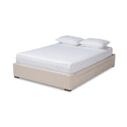 Baxton Studio Leni Modern and Contemporary Beige Fabric Upholstered 4-Drawer King Size Platform Storage Bed Frame