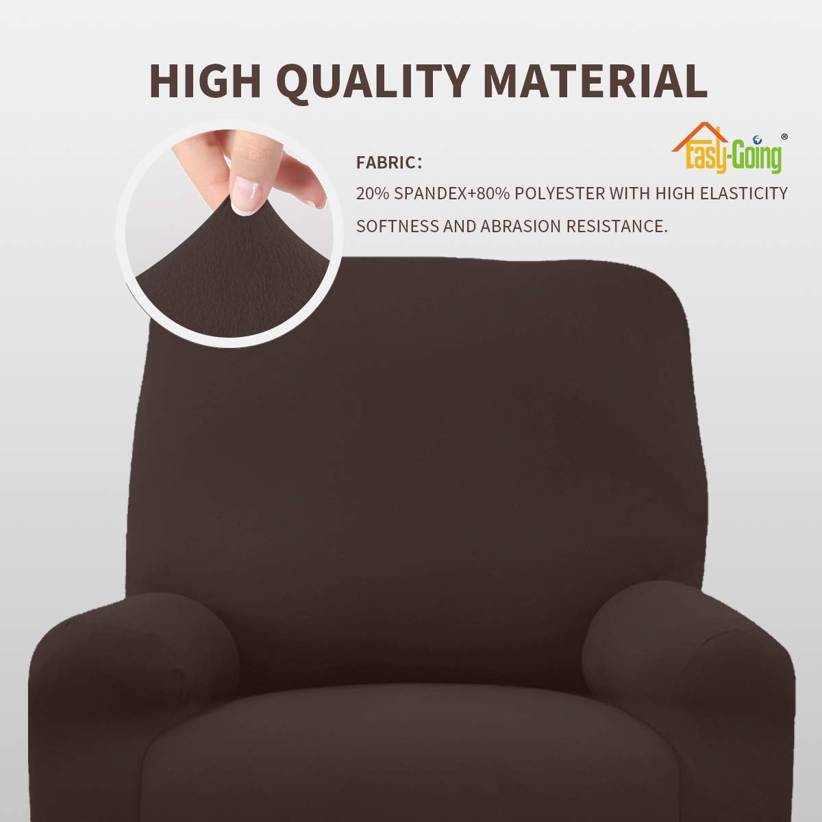 Easy-Going 4 Pieces Microfiber Stretch Recliner Slipcover - Spandex Soft Fitted Sofa Couch Cover, Washable Furniture Protector With Elastic Bottom For Kids, Pet(Recliner, Chocolate)