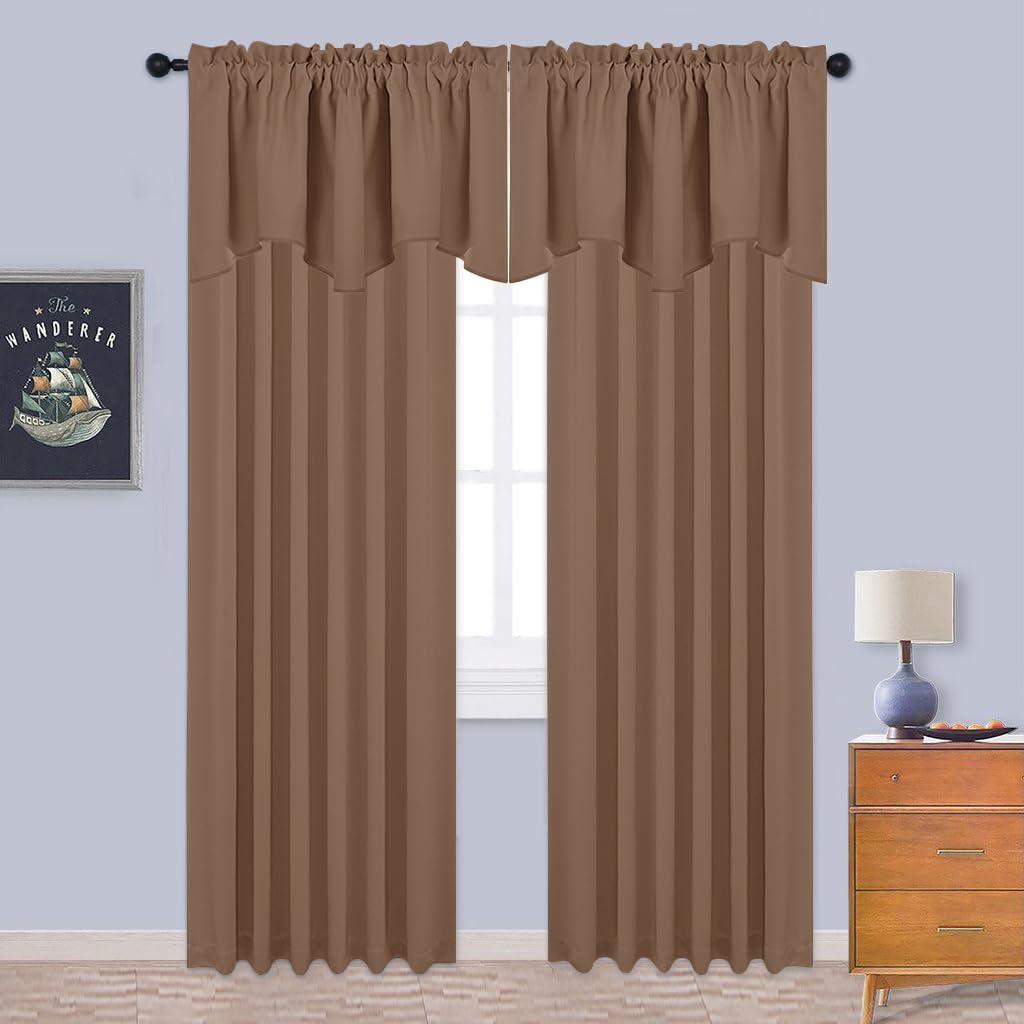 Nicetown Room Darkening Cappuccino Curtain Valances - Solid Home Fashion 52 Inches By 18 Inches Rod Pocket Valance Curtain Panel