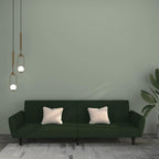 vidaXL 2-Seater Sofa Bed in Dark Green Velvet - Contemporary Velvet Loveseat/Sleeper Couch with Easy Conversion and Wooden Frame