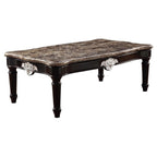 Acme Ernestine Marble Top Coffee Table with Carved in Black