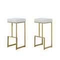 Best Master Furniture Dorrington Faux Leather Backless Bar Stool in White/Gold (Set of 2)