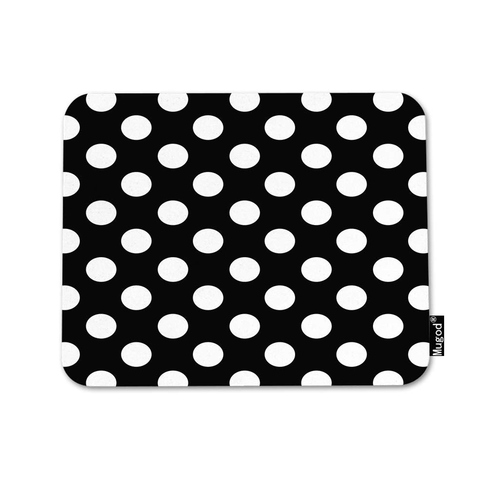 Mugod Polka Dot Mouse Pad Abstract Circle Geometric Pattern Retro Black And White Mouse Mat Non-Slip Rubber Base Mousepad For Co