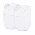 ZCFLCK 2Pack Mesh Pop Up Laundry Hamper with Side Pocket, White