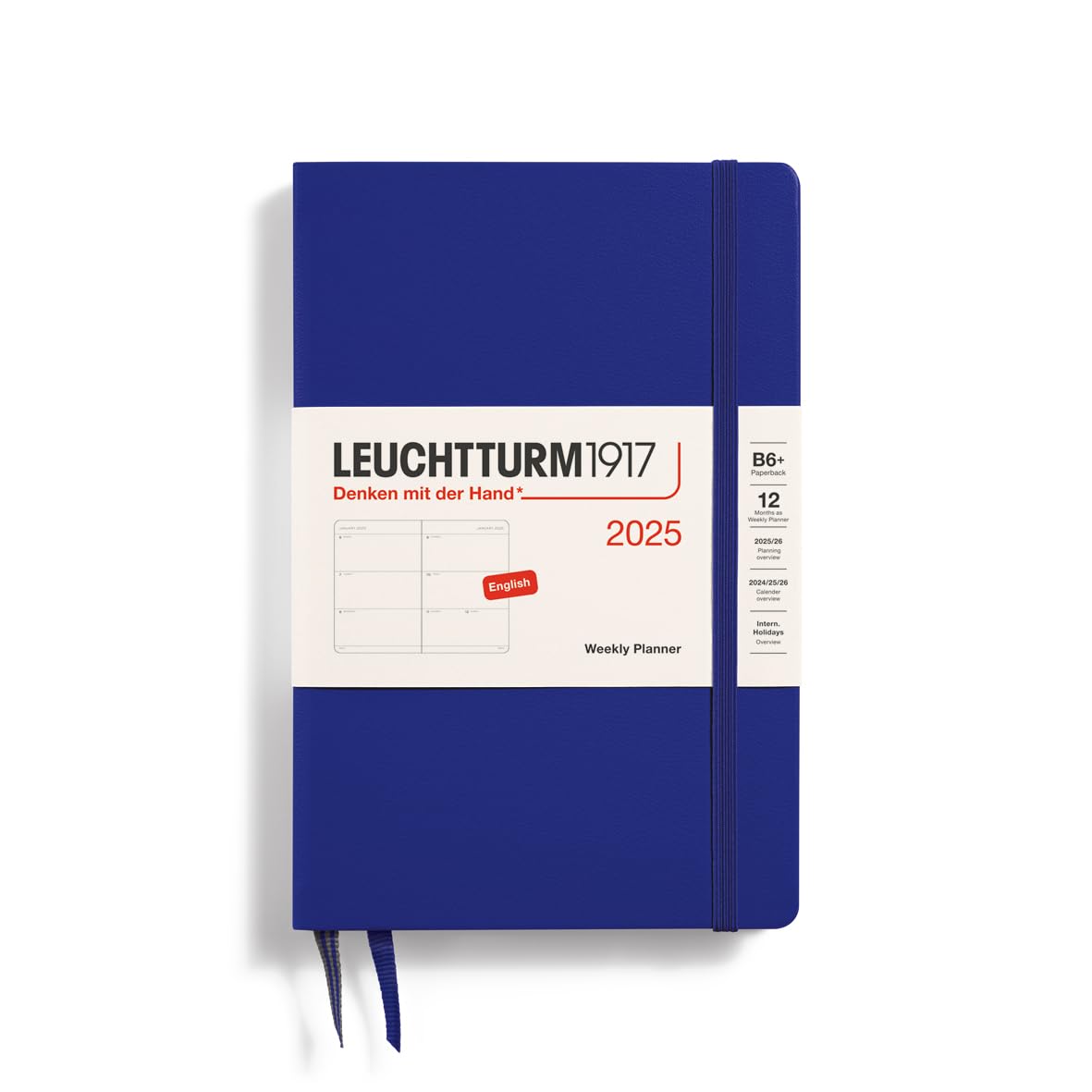 Leuchtturm1917 - Weekly Planner 2025, Hardcover, Paperback (B6+), Ink (Jan 1 - Dec 31, 2025)