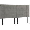 Vidaxl Led Headboard, Upholstered Headboard For Bed Home, Bed Headboard With Led Light, Bedroom Furniture, Light Gray 63"X2"X46.5"/50.4" Velvet