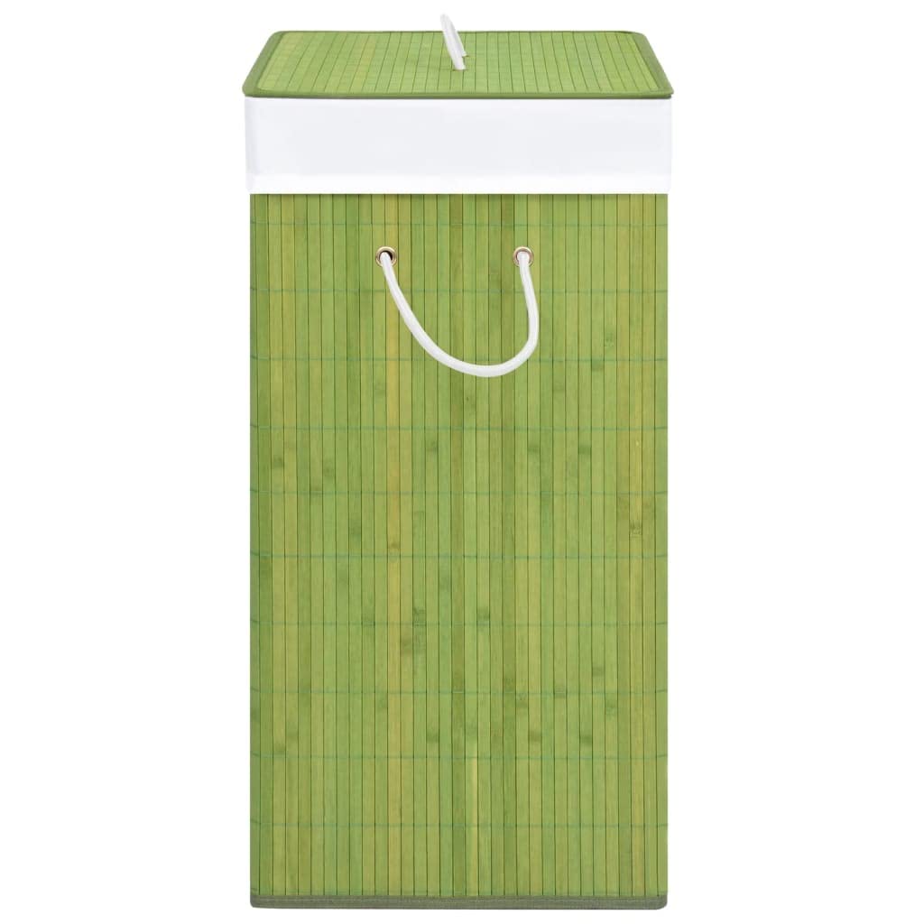 &quot;Vidaxl Bamboo Laundry Basket - Large 26.4 Gal Green Sectioned Hamper With Removable Liner, Odor-Resistant, Easy To Move & Dismantle For Compact Storage&quot;