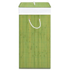 "Vidaxl Bamboo Laundry Basket - Large 26.4 Gal Green Sectioned Hamper With Removable Liner, Odor-Resistant, Easy To Move & Dismantle For Compact Storage"