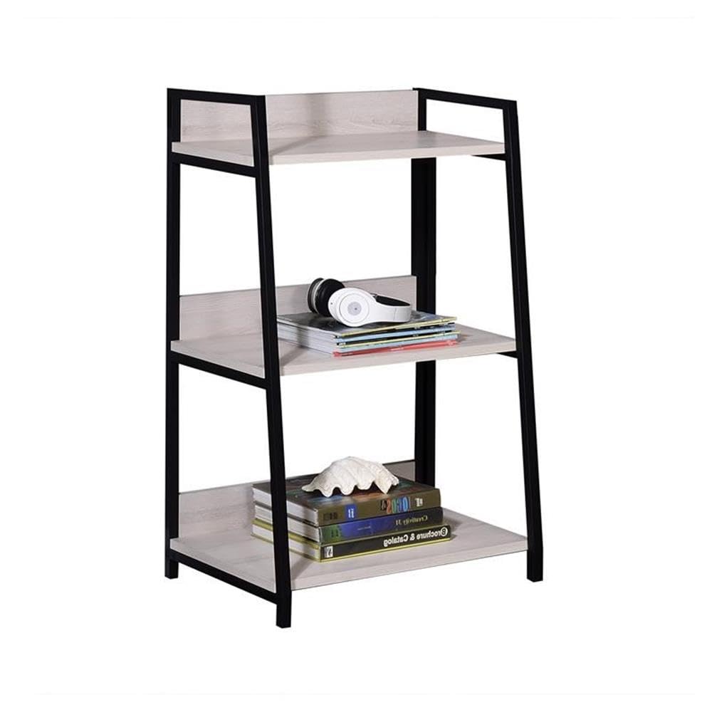 Acme Wendral 3 Wooden Tiers Ladder Bookshelf in Natural and Black