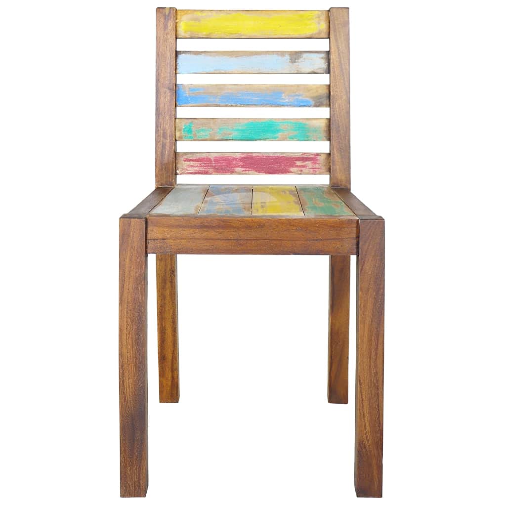 vidaXL Dining Chairs 6 Pcs, Accent Chair Reclaimed Wood with a Boat Wood Finish, Side Chair for Kitchen Dining Room, Solid Reclaimed Wood