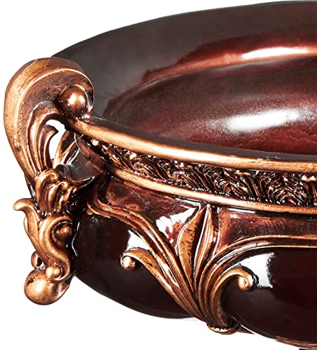 Ok Lighting Ruby Decorative Fruit Bowl, 10.0", Burgundy