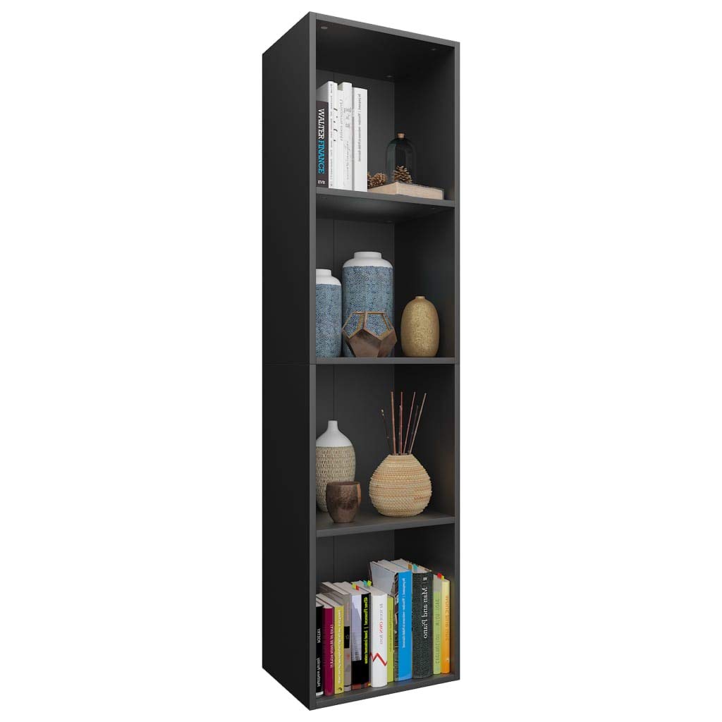 vidaXL Book Cabinet, Bookshelf TV Stand, Wall Bookcase for Office Living Room, Display Storage Shelves Unit, Modern, Black Engineered Wood