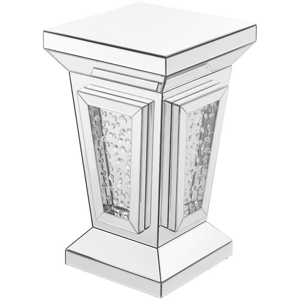 Elegant Decor Modern 24&quot; Clear Crystal Mirrored Accent Pedestal End Table
