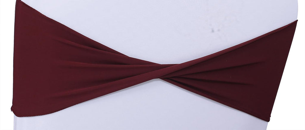 Mds Pack Of 100 Spandex Chair Sashes Bow Sash Elastic Chair Bands Ties Without Buckle For Wedding And Events Decoration Spandex Slider Sashes Bow - Burgundy
