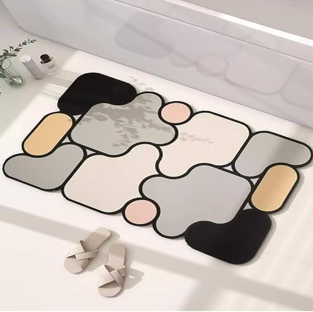 KRLZ Super Absorbent Bath Mat Soft Quick Drying Bathroom Mat Anti Skid Shower Floor Mat Kitchen Door Mat Rubber NonSlip Bottom 