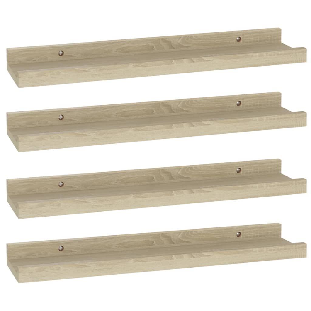 vidaXL Modern Sonoma Oak Wall Mounted Shelves, MDF Construction, 15.7' x 3.5' x 1.2', Versatile Display and Storage Solution,