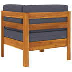 2 Piece Patio Lounge Set with Dark Gray Cushions Acacia Wood