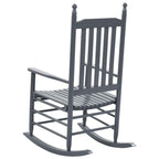 vidaXL Solid Poplar Wood Vintage-Style Rocking Chair - Comfortable Seating with Curved Seat - Gray - Easy Assembly Required