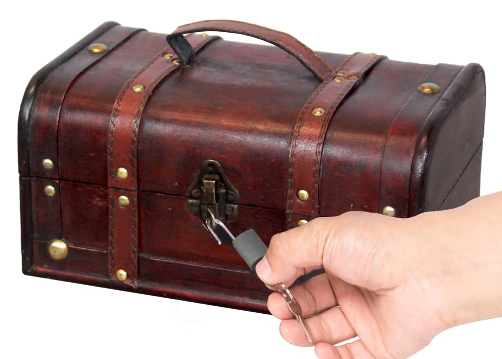 Vintiquewise(TM Decorative Treasure Box - Small Wooden Trunk Chest Size: 11 x 7 x 5.5