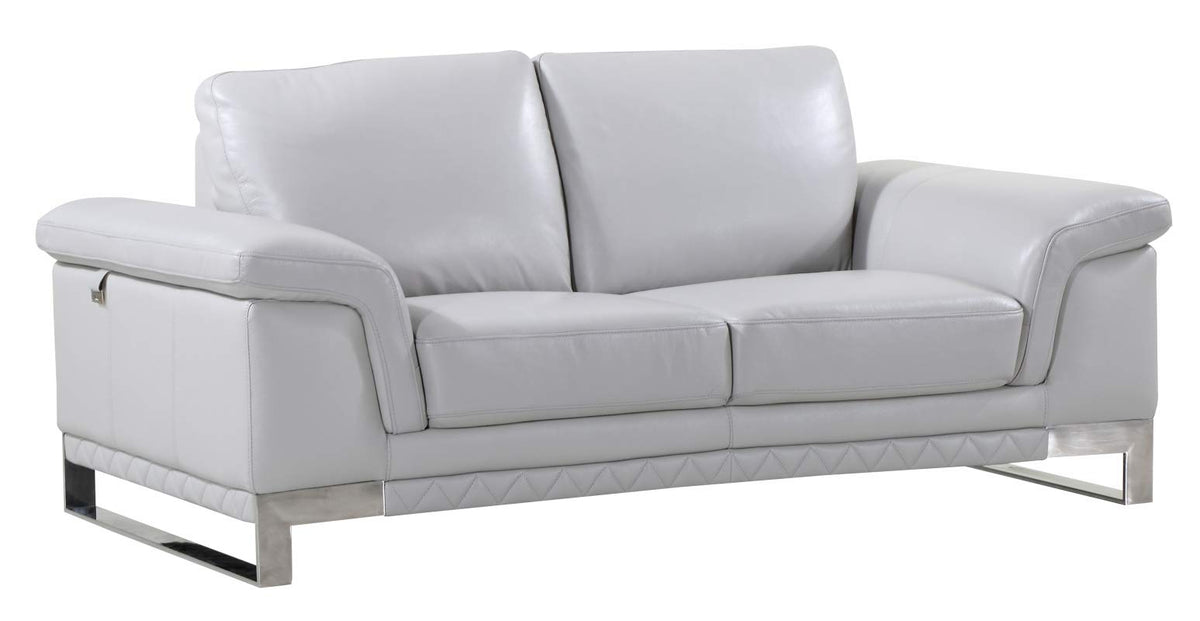 HomeRoots Light Gray 32' Lovely Light Grey Leather Loveseat