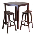 Ergode Harrington Drop Leaf High Table Set | Solid Wood | Walnut Finish | 39.37" W x 31.5" D x 36.22" H | Includes 2 Stools | Fully Assembled (94349-VV)