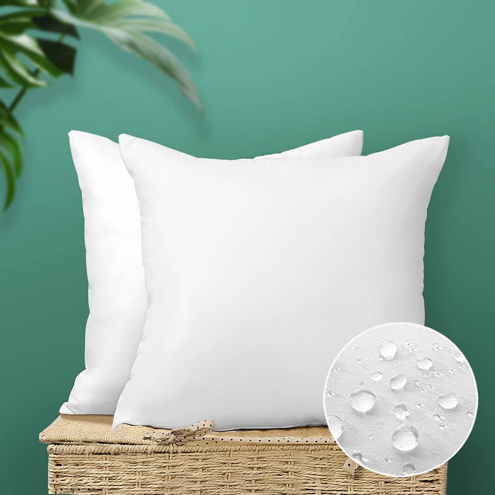 Otostar Outdoor Throw Pillow Inserts - Pack Of 2 Water Resistant Cushion Inner Pads For Patio Garden Coffee House Decorative Wat