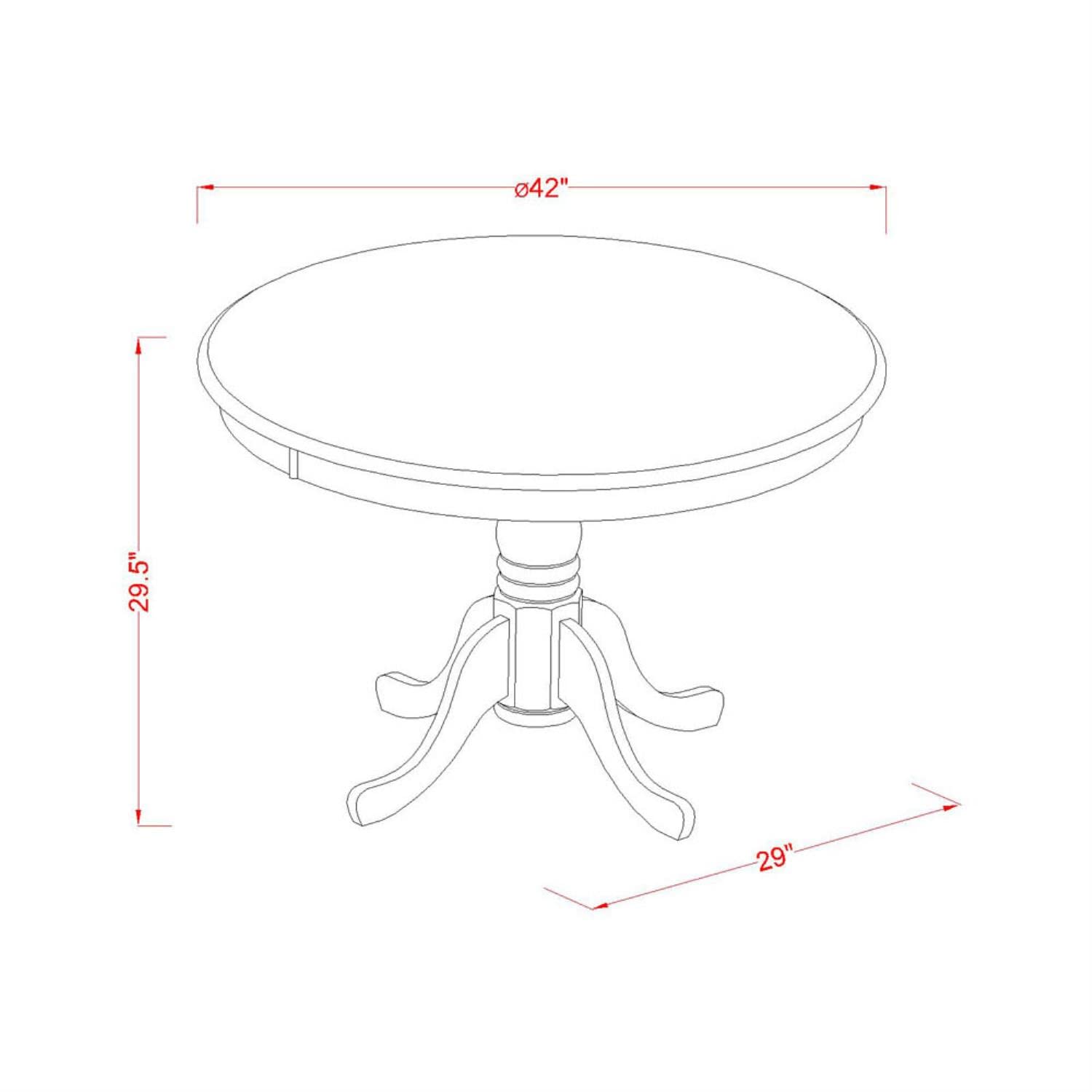 East West Furniture HLLY5-CAP-W 5 Piece Dining Set Includes a Round Dining Table with Pedestal and 4 Kitchen Chairs, 42x42 Inch, Cappuccino
