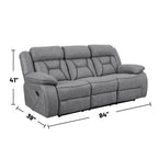 Coaster Higgins 3-Piece Motion Sofa Set, Grey