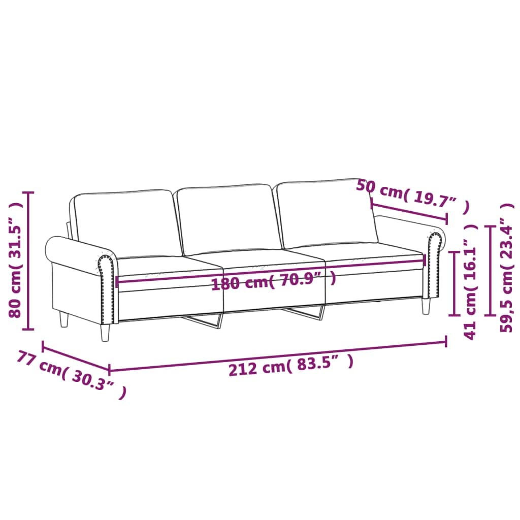 vidaXL 3-Seater Velvet Sofa in Dark Gray - Luxurious Comfort with Robust Metal Frame & Ample Seating Space