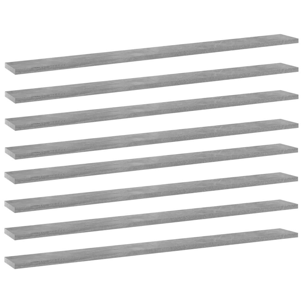 vidaXL Modern Bookshelf Boards 8 pcs Set, Concrete Gray, Engineered Wood, Easy-to-Clean | Replacement or Additional Storage Boards