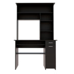 Xalo 180 Compu Hutch Desk, Keyboard Tray, Door Panel for CPU, Multiple Shelves, 1 Drawer, Black