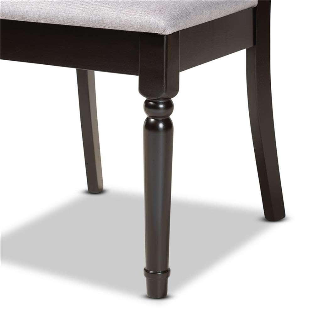Baxton Studio Lucie Modern and Contemporary Grey Fabric Upholstered and Espresso Brown Finished Wood 2-Piece Dining Chair Set