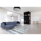 Alora Decor Rivera 8'9" X 11'9" Stripe Ivory/Blue/Ivory/Charcoal Area Rug