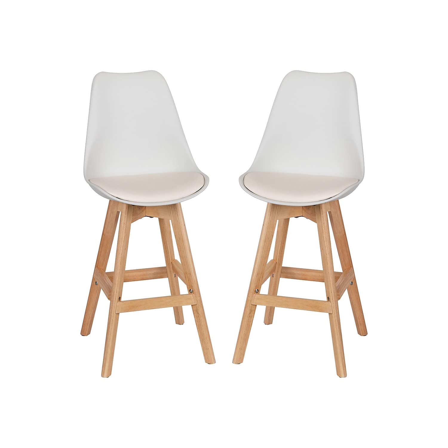 Flash Furniture Dana Set of 2 Modern Commercial Counter Stools - White Plastic Backrest - LeatherSoft Padded Seat - 27 Inch Coun