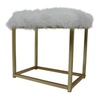 Acme Adao Vanity Mirror and Stool in White and Brass