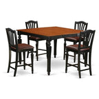 East West Furniture CHEL5-BLK-LC 5 Piece Counter Height Dining Table Set Includes a Square Kitchen Table with Butterfly Leaf and 4 Faux Leather Upholstered Chairs, 54x54 Inch, Black & Cherry