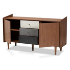 Baxton Studio Halden Mid-Century Modern Multicolor Walnut Brown and Grey Gradient Finished Wood 2-Door Dining Room Sideboard Buffet
