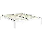 Modway Corinne Steel Modern Mattress Foundation Full Bed Frame With Wood Slat Support In White