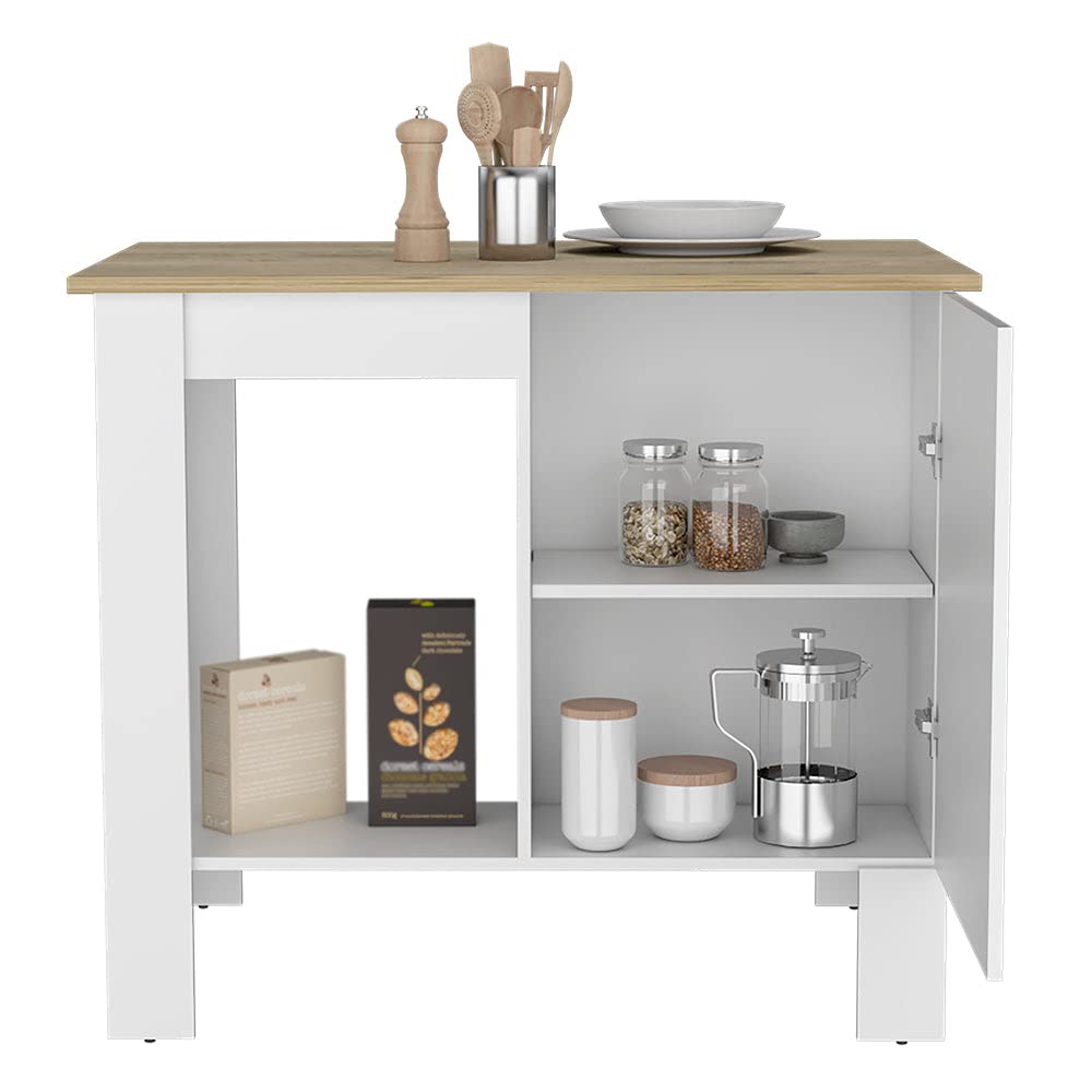 Kitchen Island, Shoproni, White -White -Kitchen